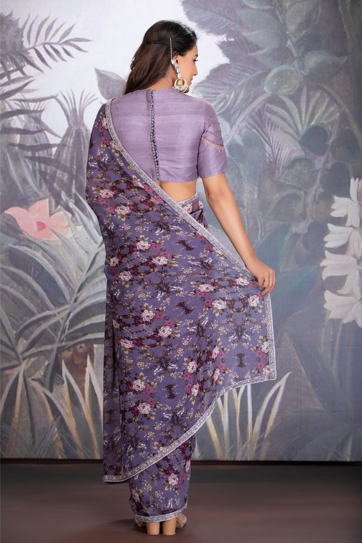Heirloom Lilac Embroidered Saree Set