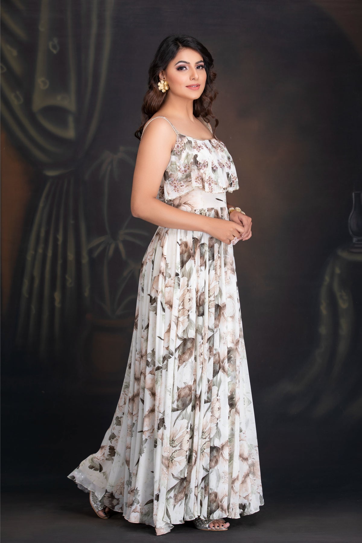 Ivory Printed Maxi Dress