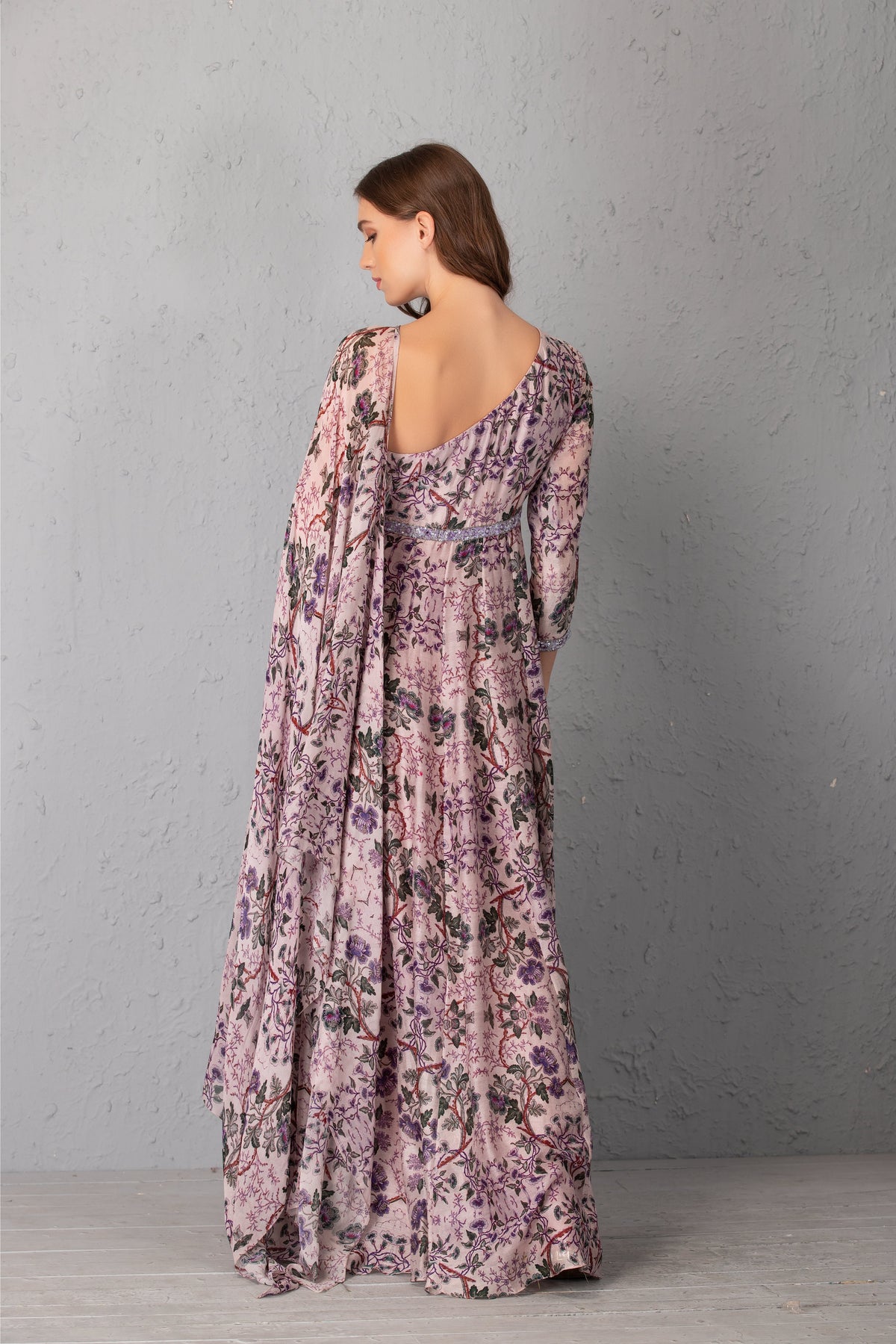 Mauve Chalk Floral Printed Gown